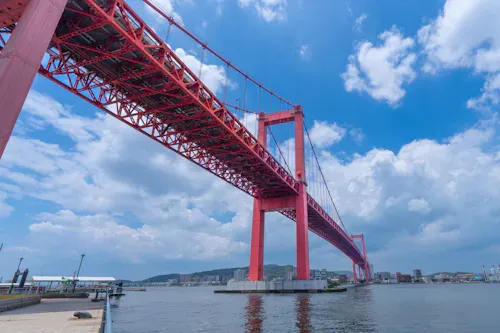 戸畑側から撮影した若戸大橋