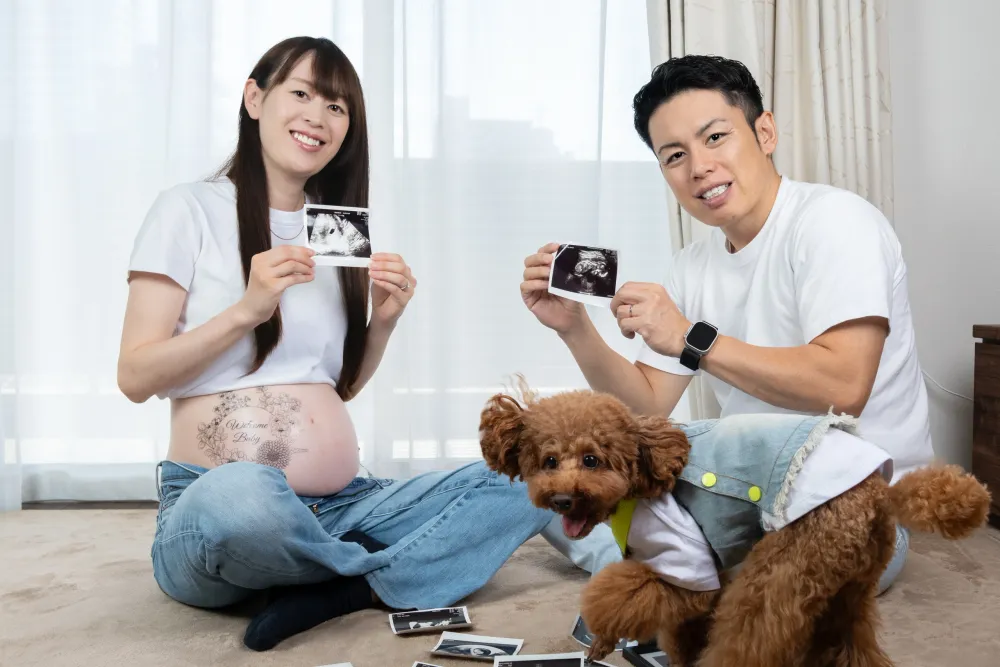 ご自宅でのマタニティ撮影｜やさしい光に包まれる家族の時間
