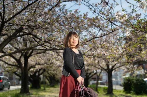桜並木のポートレート