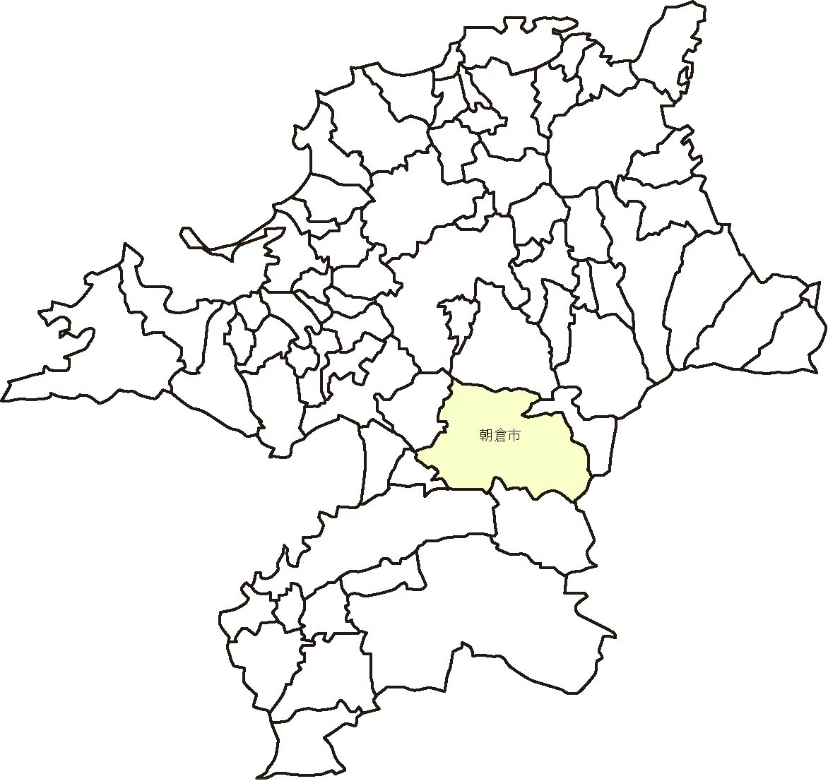 福岡県朝倉市のマップ