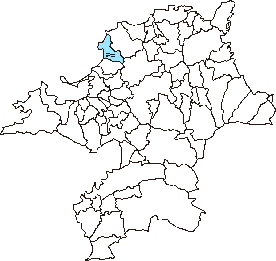 福岡県福津市のマップ