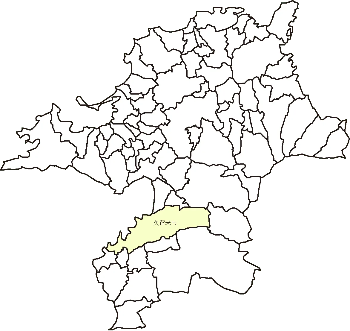 福岡県久留米市のマップ