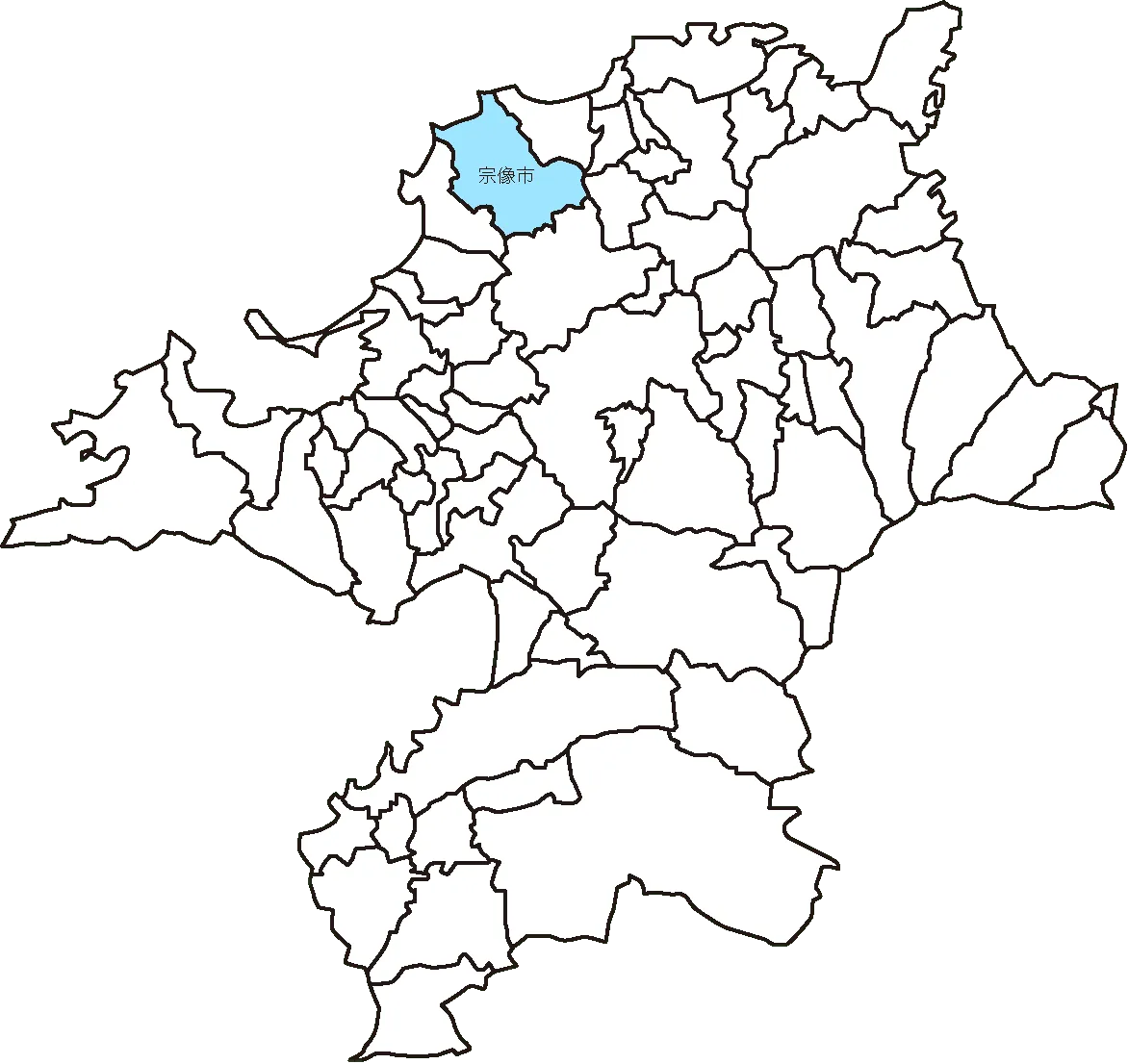 福岡県宗像市のマップ