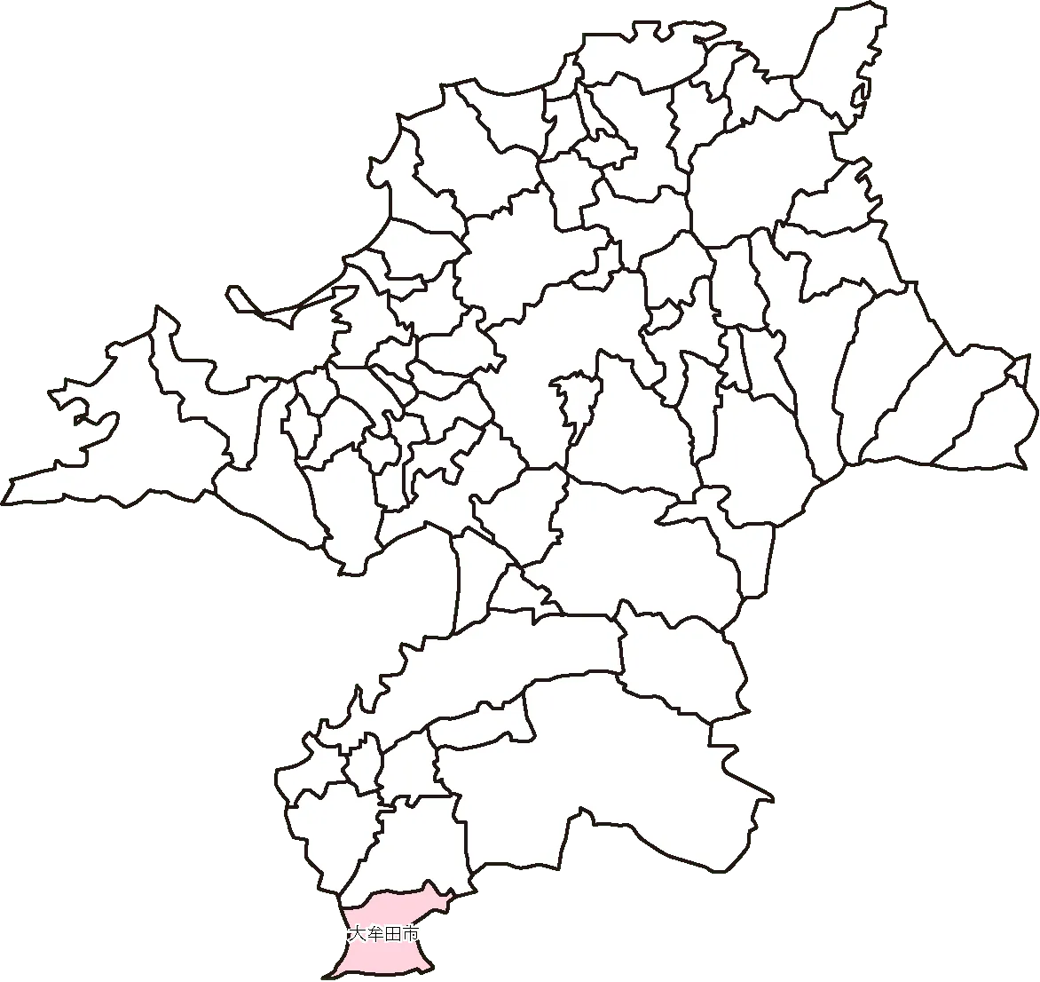 福岡県大牟田市のマップ