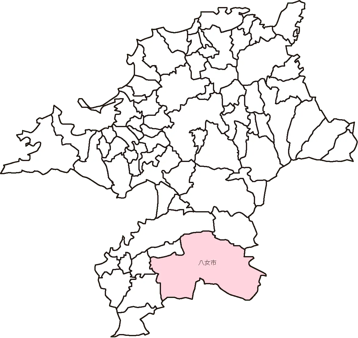 福岡県八女市のマップ